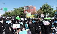 شرکت پرسنل شبکه بهداشت و دانشکده پرستاری جوین در راهپیمایی حجاب وعفاف